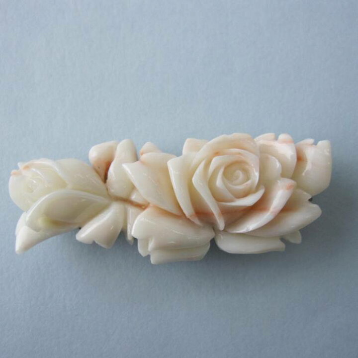 楽天市場】ミッド珊瑚 薔薇の花の彫り 帯留め 帯 和装小物 真鍮裏張り 