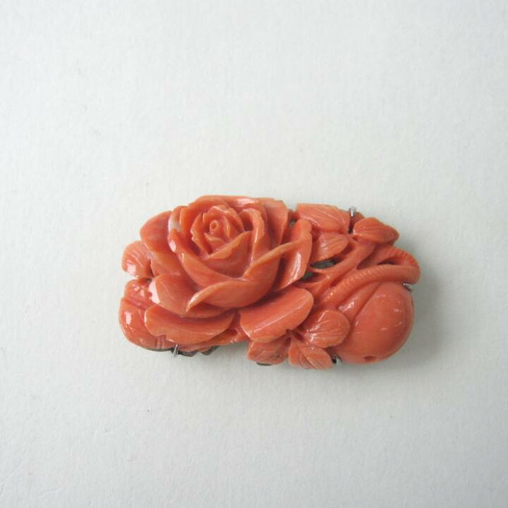 楽天市場】桃珊瑚 薔薇の花 帯留め 着物 浴衣 和装小物 『宝石サンゴ 