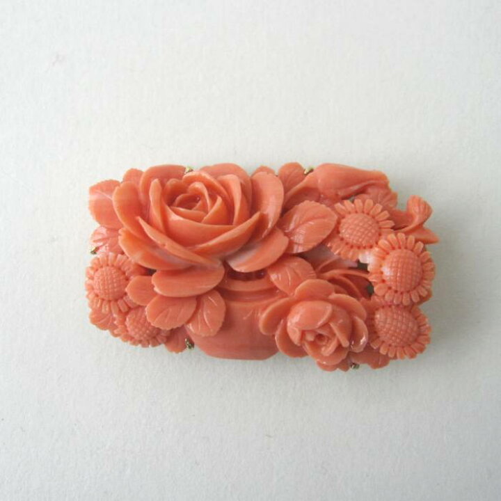 珊瑚 さんご 帯留め バラ 薔薇 彫刻 楽天市場】桃珊瑚 薔薇と向日葵の 