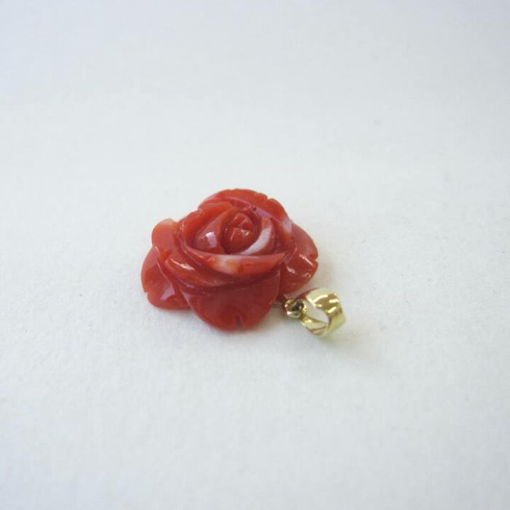 楽天市場】日本 高知産赤珊瑚 薔薇の花 ペンダントトップ K18 『宝石 
