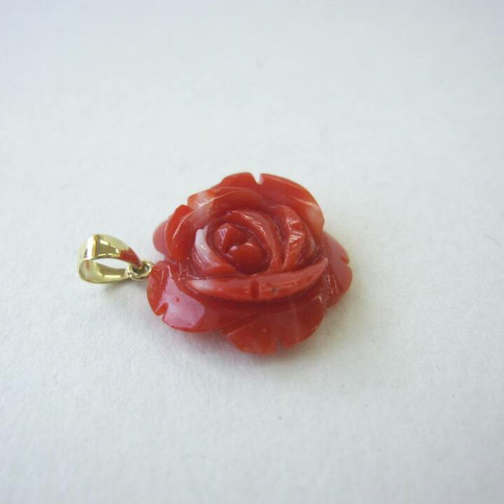 楽天市場】日本 高知産赤珊瑚 薔薇の花 ペンダントトップ K18 『宝石 