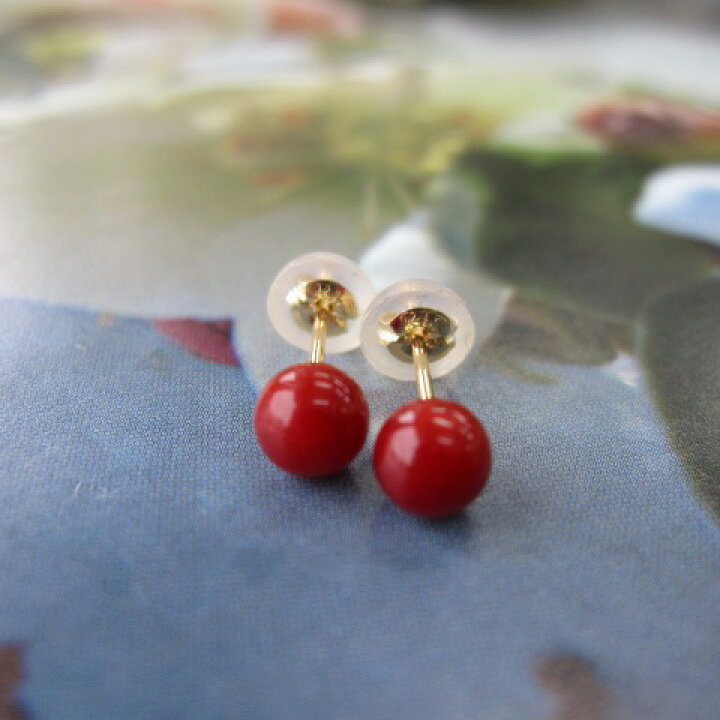 楽天市場】イタリア産赤珊瑚 丸玉ピアス. (4.1mm) K18 宝石サンゴ 珊瑚  