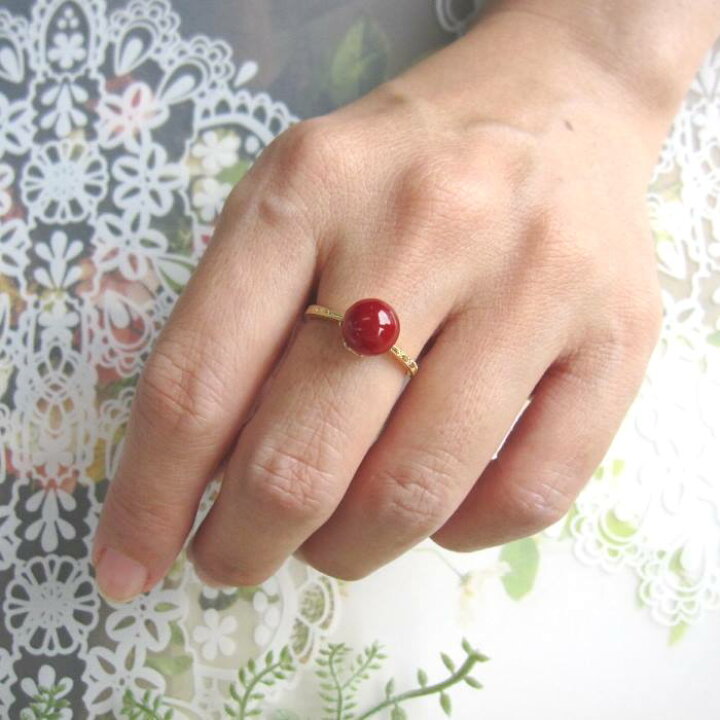 楽天市場】日本 高知産血赤珊瑚 リング 指輪 （7.9ミリ） ダイヤ0.02ct  