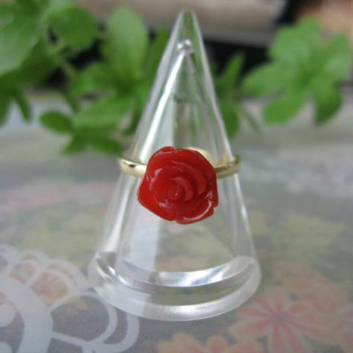 楽天市場 高知産赤珊瑚の美しい薔薇の花の指輪 9 5ミリ リング K18 宝石サンゴ 珊瑚職人館ー土佐