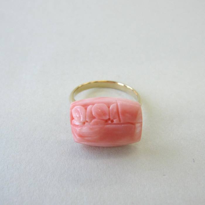 楽天市場】ピンク珊瑚 スクエアフリーリング 指輪 真鍮 『宝石サンゴ