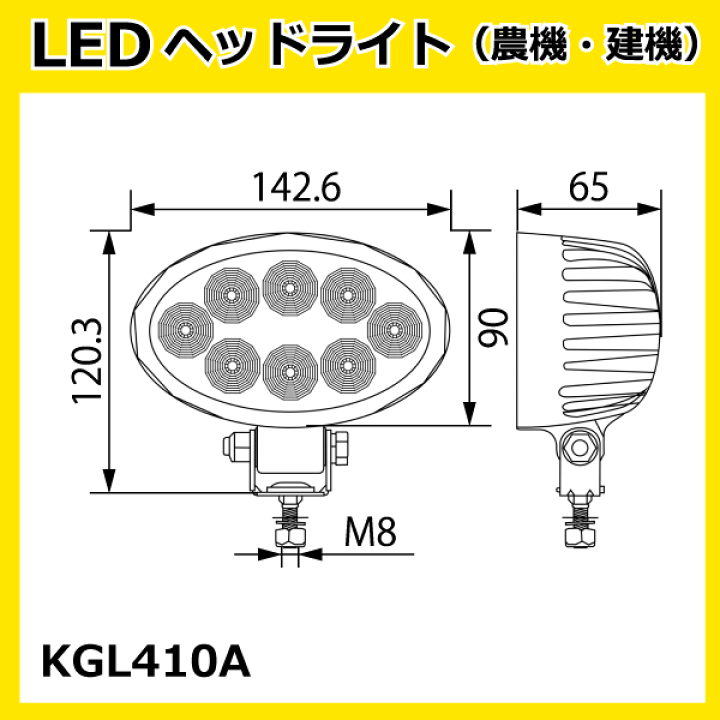 楽天市場】【要在庫確認】8連 楕円型 拡散 LED作業灯 ノイズ