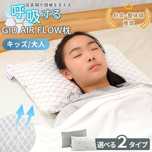 子供 枕 キッズ枕 洗える 小学生 中学生 およそ-6℃ 究極通気 ひんやり GIO AirFlow Pillow ピロー 冷たい 夏 エアフロー まくら 頸椎 頸椎安定 男の子 女の子 ストレートネック 首 メッシュ Cカーブ