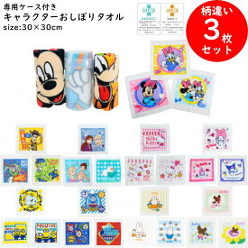 おしぼり タオル ハンドタオル 3枚 組 セット 制菌加工 デイズニー キャラクター ケース付き 30×30cm ミニタオル 遠足 お弁当 入園 入学 準備 保育園 幼稚園 小学校 男の子 女の子