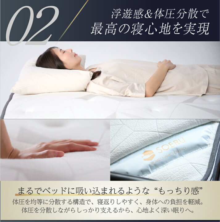 楽天市場】SOERU 極厚プレミアム マットレス 極厚33cm ラテックス×低 