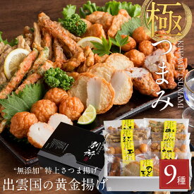 【無添加】特上さつま揚げ「出雲国の黄金揚げ 極（きわみ）つまみ」9種詰合せ（のどぐろ天・ちくわ磯辺揚げほか） おつまみ セット 薩摩揚げ 揚げかまぼこ 天ぷら ギフト お歳暮 ギフト 御歳暮 送料無料（北海道・沖縄を除く）