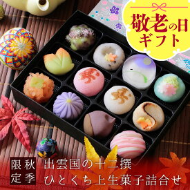 敬老の日 ギフト プレゼント 和菓子 お菓子 スイーツ 60代 70代 80代 90代『秋季限定 出雲国の十二撰 ひとくち上生菓子詰め合わせ（友禅化粧箱入り） 高級 お取り寄せ 送料無料（北海道・沖縄を除く）』 風味絶佳.山陰