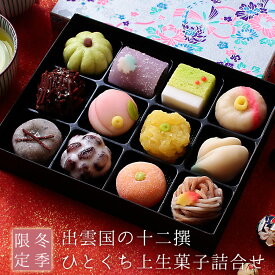 冬季限定 出雲国の十二撰 ひとくち上生菓子詰め合わせ（友禅化粧箱入り） 和菓子 スイーツ ギフト プレゼント 高級 お取り寄せ お歳暮 ギフト 御歳暮 送料無料（北海道・沖縄を除く）