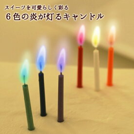 誕生日ケーキ・バースデーケーキに　レインボーモーメント 6色の炎が灯るキャンドル