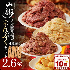 【マラソン中P10倍】メガ盛りまんぷくセット 焼肉 4種 総重量2.6kg 福袋 国産 はらみ500g にんにくサガリ1000g 白ころホルモン300gx2 とんちゃん500g 牛 ホルモン 焼肉 牛ホルモン 味噌 焼き肉 BBQ お取り寄せグルメ バーベキュー おかず 焼くだけ 味付け 冬グルメ