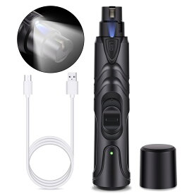 ペット用 電動爪トリマー SUPTMAX 犬用 猫用 LEDライト付き 爪やすり ネイルケア 電動爪やすり 爪研ぎ器 ネイルグラインダー 怪我防止 高速回転 安全で低騒音 爪削り 小中大型ペット Black