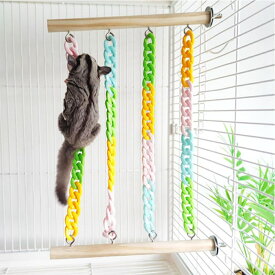 モモンガ おもちゃ 吊り下げ 知育 玩具 チェーン フクロモモンガ 爪研ぎ 木 止まり木 小動物 ケージ ゲージ 取付け 虹 インコ 鳥 フェレット 遊び場 ブランコ