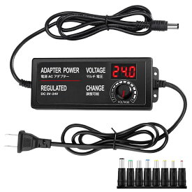 ACアダプター マルチ ボルト DC 3~24V 72W 3A マルチ 電源 AC アダプター 9個変換プラグ付き アダプター 3A 電源アダプター LCDディスプレイ搭載 3V 4.5V 5V 6V 7.5V 9V 12V 15V 18V 21V 24V マルチ電圧 AC アダプター 安定化電源 カメラ ディスプレイ ルーター