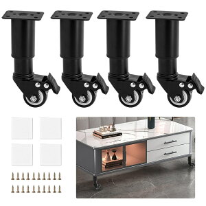 家具用キャスター diy 家具用脚 キャスター付き 360度回転 ブレーキ付き 高さ調節可能 家具用脚 防振・静音 脚付き家具用 家具の移動が楽になる (黒, 18cm-26cm)
