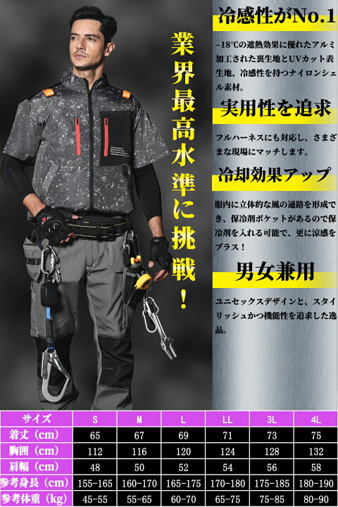 段階冷感切替 キャンプ UV カット アウトドアに最適 超高速充電 フルハーネス対応 段階風量調節 ハイバックファン 加工 バッグ付