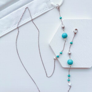 メガネチェーン マスクネックレス マスク マスクチェーン マスクネックレス ネックレス ハンドメイド 手作り オリジナル 金属アレルギー メガネチェーン メガネネックレス ターコイズ