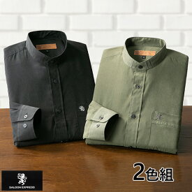 彩香 サルーンエクスプレス スエード調スタンド襟シャツ 2色組 GV-047 1セット（2枚：2色×各1枚）