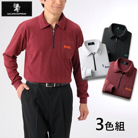 彩香 サルーンエクスプレス シルキーストライプ長袖シャツ 3色組 AS-0480 1セット（3枚：3色×各1枚）