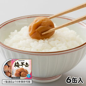 こまち食品 紀州南高梅使用 長期保存食 梅干缶 6缶 1セット：6缶入