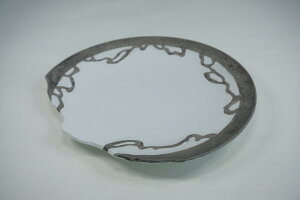 ホワイト本銀泡流水手割り7寸皿 有田焼 日本製 丸皿 皿 変形皿 プレート 和食器 かっぱ橋 料理道具のデパート三起堂 煌彩