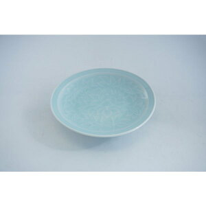 青白磁唐草　5.0高台皿　美濃焼　日本製　丸皿　皿　刺身　ふぐ刺し　てっさ　和食器 かっぱ橋 料理道具のデパート三起堂 煌彩