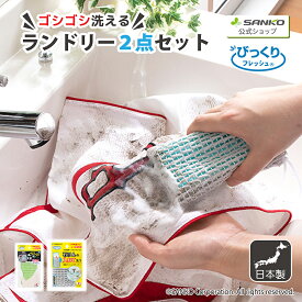 ◆＼4日20時スタート!／先着/最大【25％OFFクーポン】【送料無料】洗濯 スポンジ 予洗い 泥汚れ 生地 傷めない スポーツ ワイシャツ 握りやすい 泥 汚れ 野球 ユニフォーム ブラシ 石けん入れ びっくりゴシゴシ洗濯クリーナー ランドリーセット 2点セット サンコー