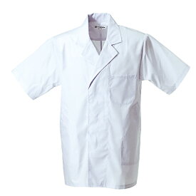着やすい薄手生地を使用した 男性用半袖白衣 三光白衣オリジナル 夏場や暑い調理場でなどで着用されている日本の定番白衣です。