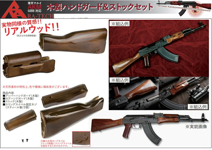楽天市場】RA-TECH 木製ハンドガード＆ストックセット 東京マルイ AKM 