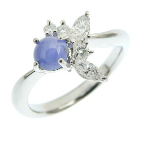 【返品OK】0.847ct 天然スターサファイア リング 10号 Pt900 合計0.306ct 天然ダイヤ 鑑別書付 レディース プラチナ 白金 1粒 一粒 カボション【送料無料】【中古】