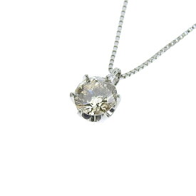 【返品OK】0.306ct 天然ダイヤ ネックレス 42cm K18WG レディース 18K 18金 ホワイトゴールド ブラウンダイヤ 一粒 1粒 1P ラウンド 円【送料無料】【中古】