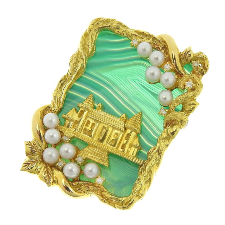 楽天市場】【返品OK】天然グリーンカルセドニー ブローチヘッド K18YG  