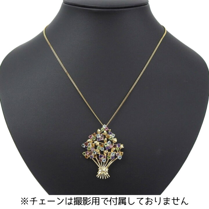 楽天市場 返品ok マルチストーン ブローチヘッド K18yg 新品仕上げ済み レディース 18k 18金 イエローゴールド 花束 2way ペンダントトップ 送料無料 中古 三光質店楽天市場店