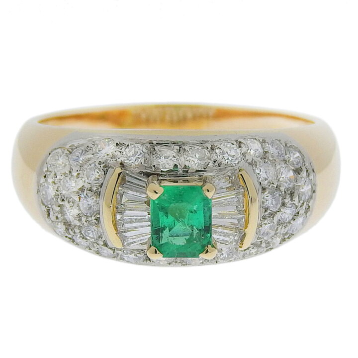 楽天市場】【返品OK】0.35ct 天然エメラルド リング 18号 K18YG/Pt900  