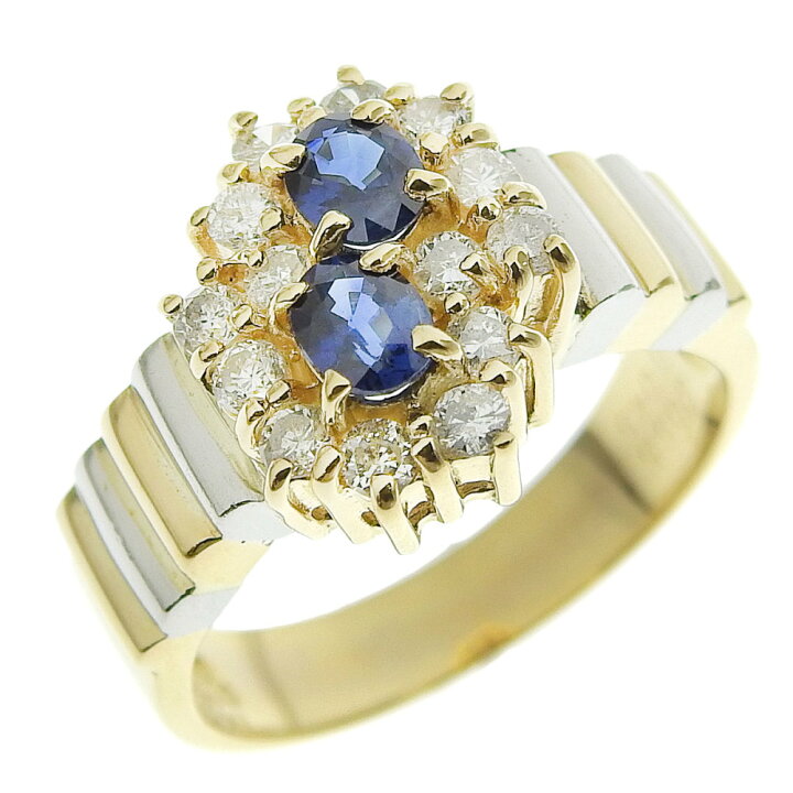 楽天市場】【返品OK】合計0.55ct 天然サファイア リング 12号 K18YG 