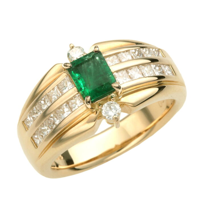 楽天市場】【返品OK】0.548ct 天然エメラルド リング 12.5号 K18YG  