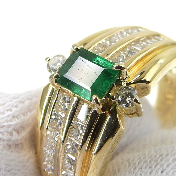 楽天市場】【返品OK】0.548ct 天然エメラルド リング 12.5号 K18YG 