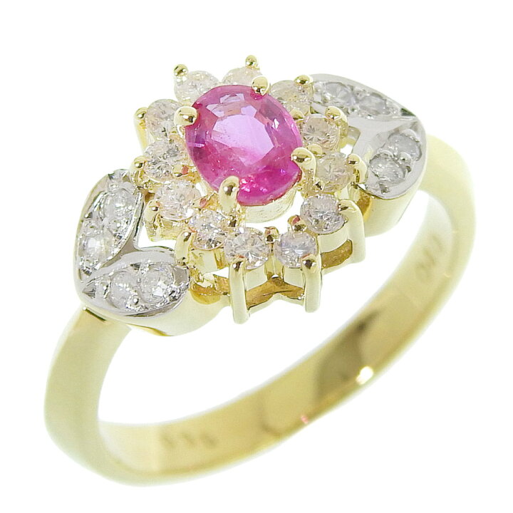 楽天市場】【返品OK】0.35ct 天然ルビー リング 11号 K18YG/Pt900 合計  