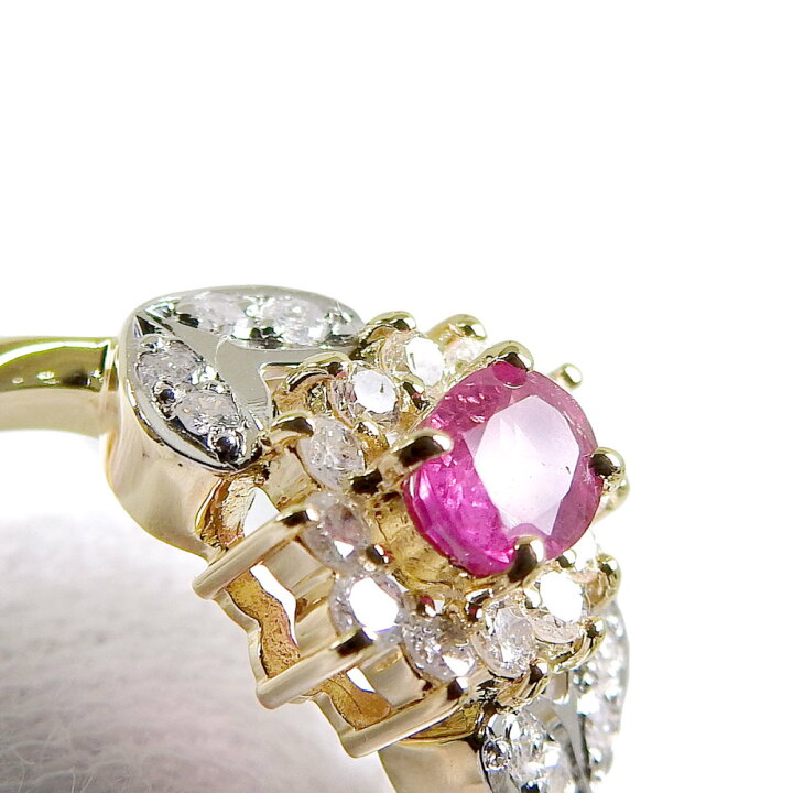 楽天市場】【返品OK】0.35ct 天然ルビー リング 11号 K18YG/Pt900 合計 