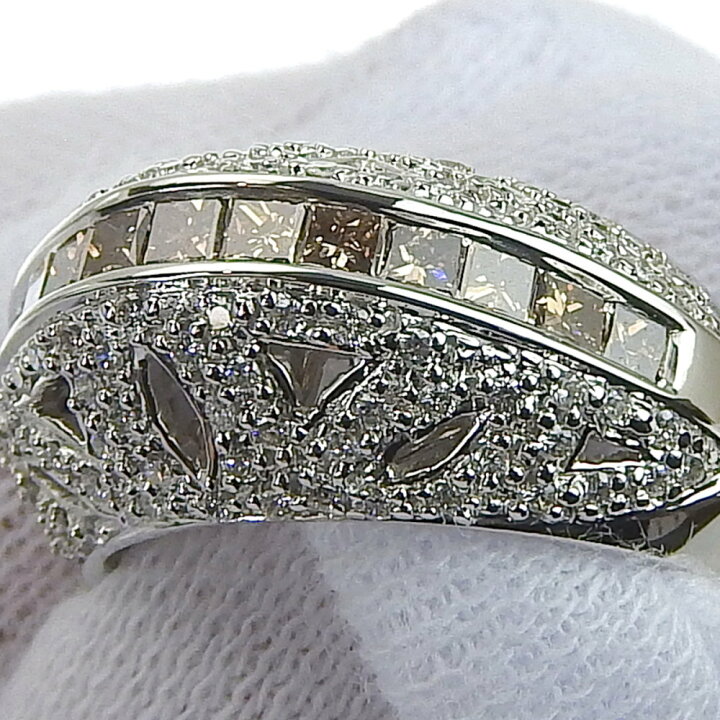 楽天市場】【返品OK】合計1.00ct 天然ダイヤ リング 10号 K18WG  