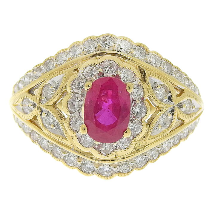 楽天市場】【返品OK】0.85ct 天然ルビー リング 12.5号 K18YG 