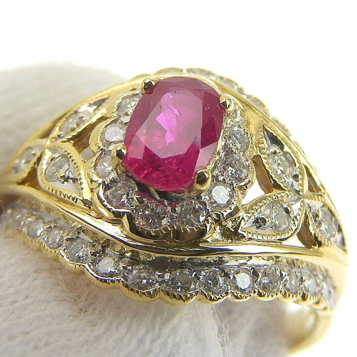 楽天市場】【返品OK】0.85ct 天然ルビー リング 12.5号 K18YG