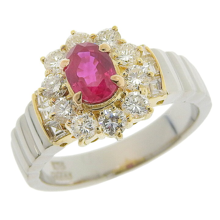 楽天市場】【返品OK】0.64ct 天然ルビー リング 10.5号 Pt900/K18YG 