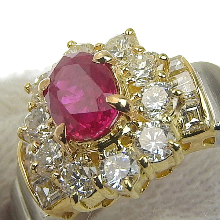 楽天市場】【返品OK】0.64ct 天然ルビー リング 10.5号 Pt900/K18YG 
