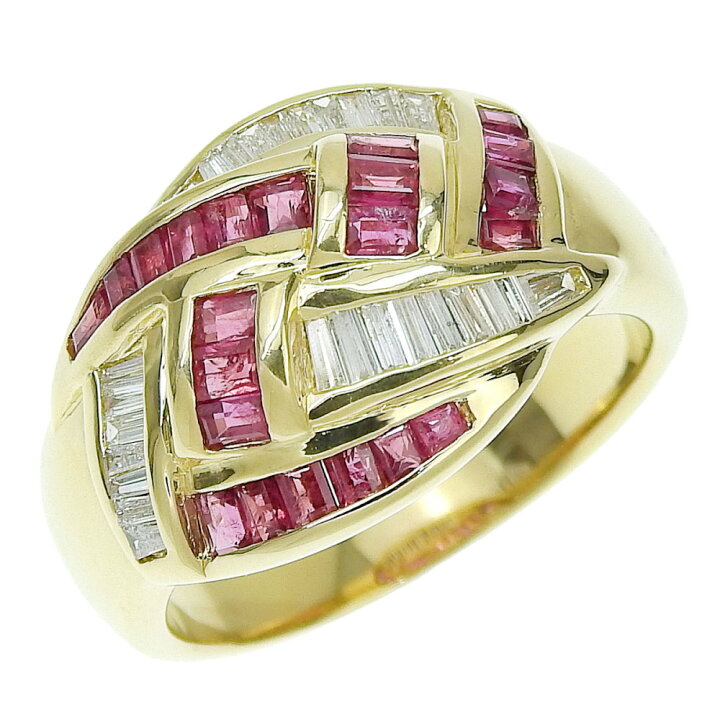 楽天市場】【返品OK】合計1.35ct 天然ルビー リング 18号 K18YG 新品 