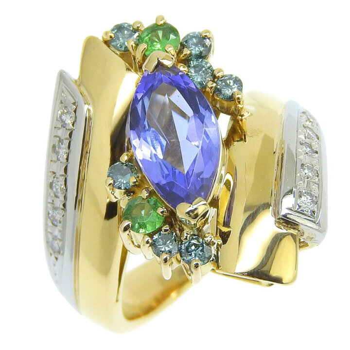 楽天市場】【返品OK】1.48ct 天然タンザナイト リング 11号 K18YG 