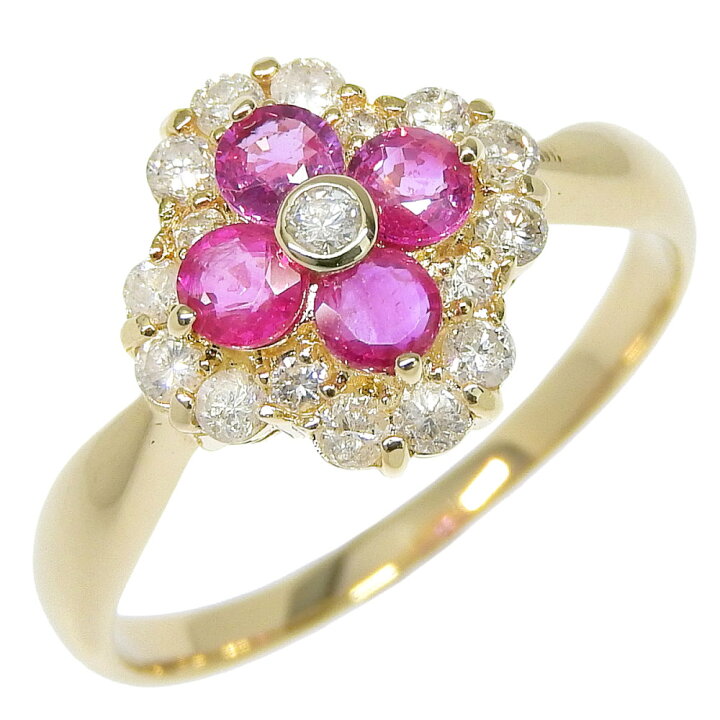 楽天市場】【返品OK】フラワーモチーフ 合計0.39ct 天然ルビー リング  